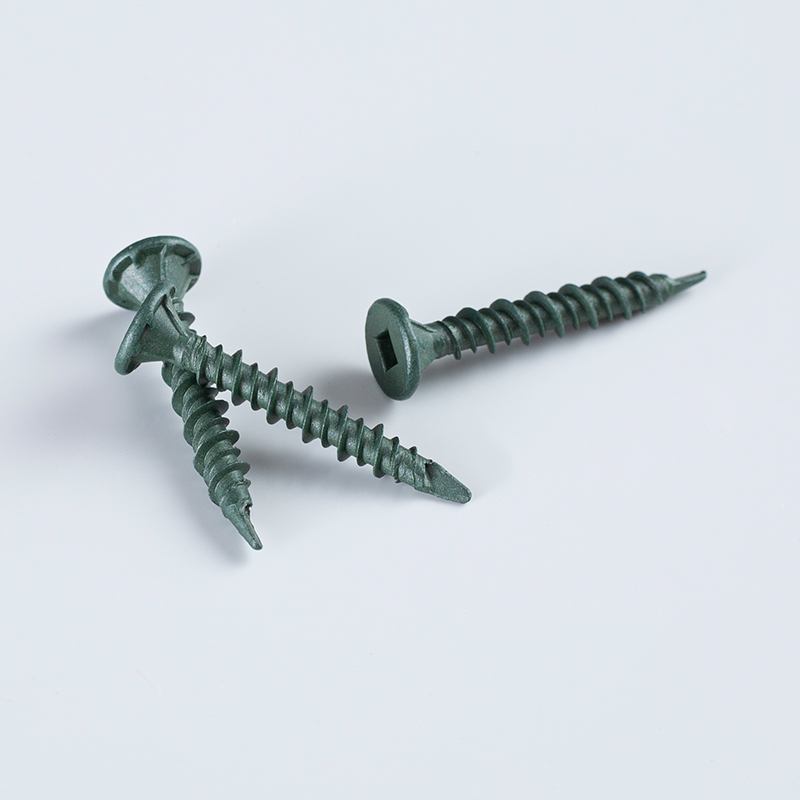 Green Ruspert Countersunk Square Drive with Ribs Hi-Lo Thread Type 17 Slot Point Screw
