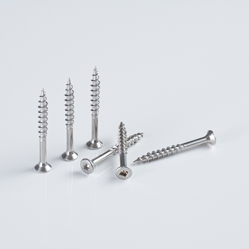8-10×19-42 SS304 Countersunk Head Ribbed #2 Square Drive Wood Screw