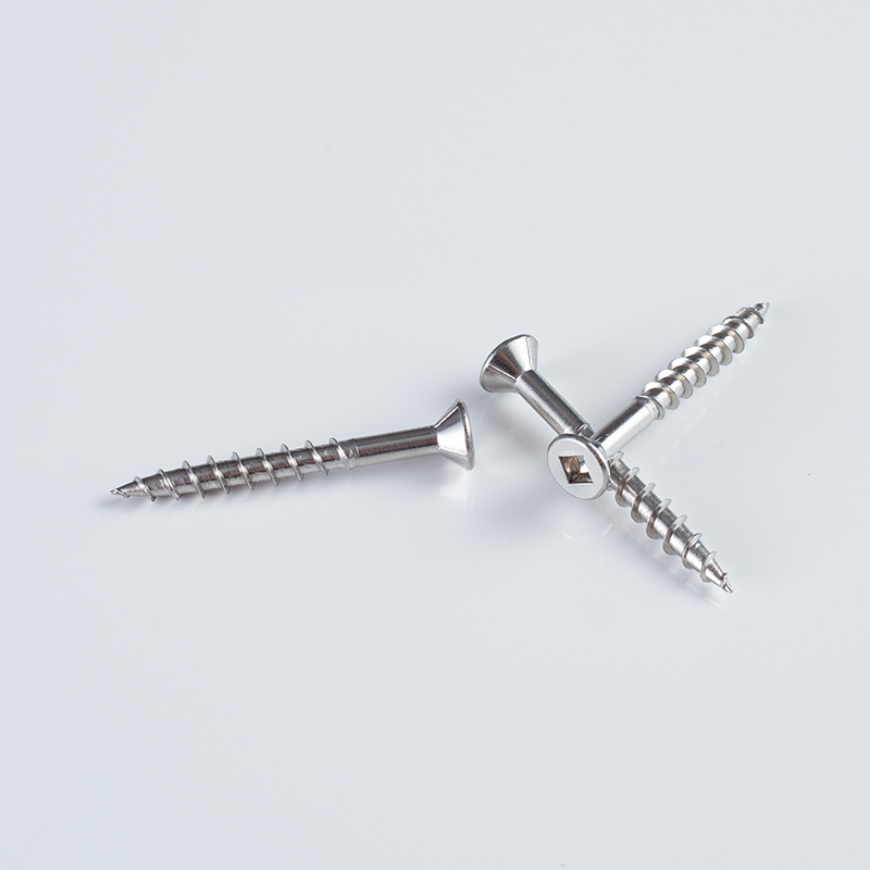 8-10×38-75 (Partial Thread) A2 SS304 Countersunk Head Ribbed #2 Square Drive Wood Screw