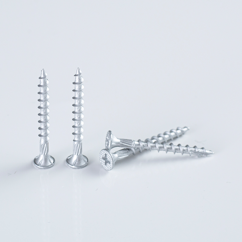 Countersunk Mesh-Head Four-Rib Wood Screw (Silver Ruspert-Coated)