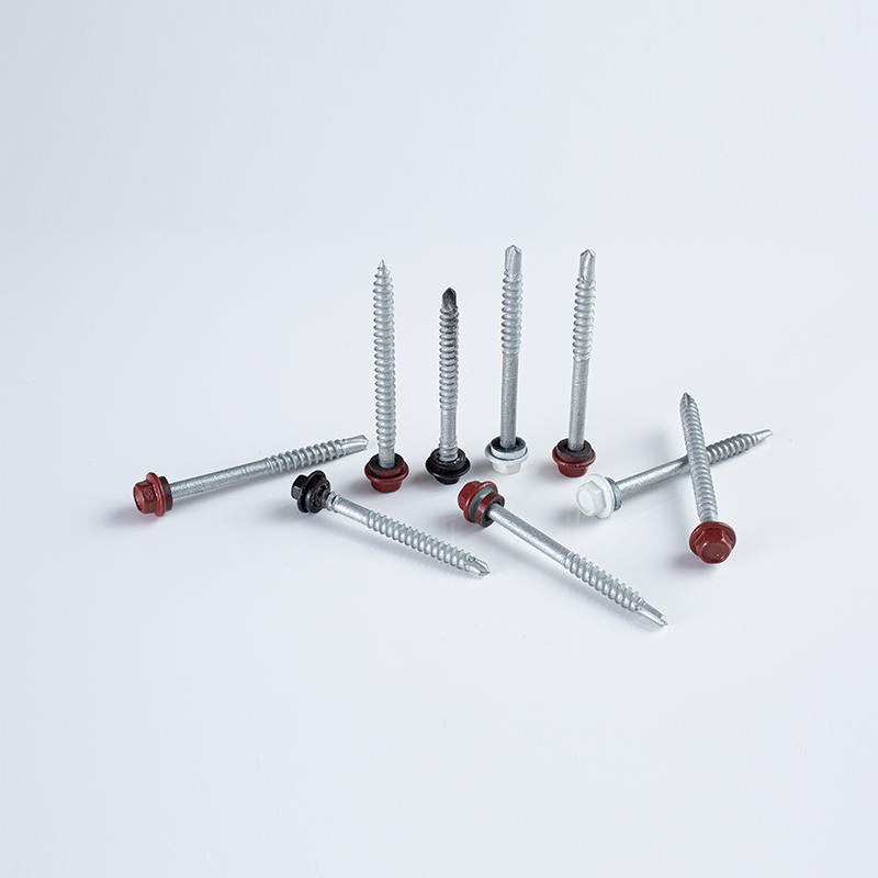 Hex Head Self-Drilling Screw with Bonded Washer 14-10×75 CL3 Painted Head (Ivory White / Tile Red / Black)