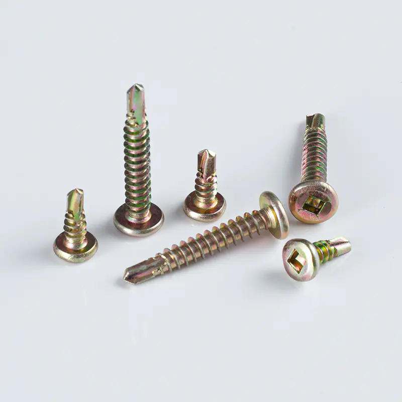 10-16x16-30 Zinc Yellow Square Drive Wafer Head Self-drilling Screw