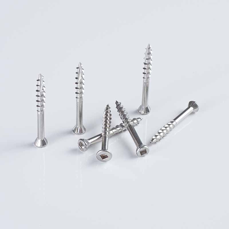 8-9×40-50 A2 SS304 T17 Square Drive Countersunk Screw with Slash Ribs